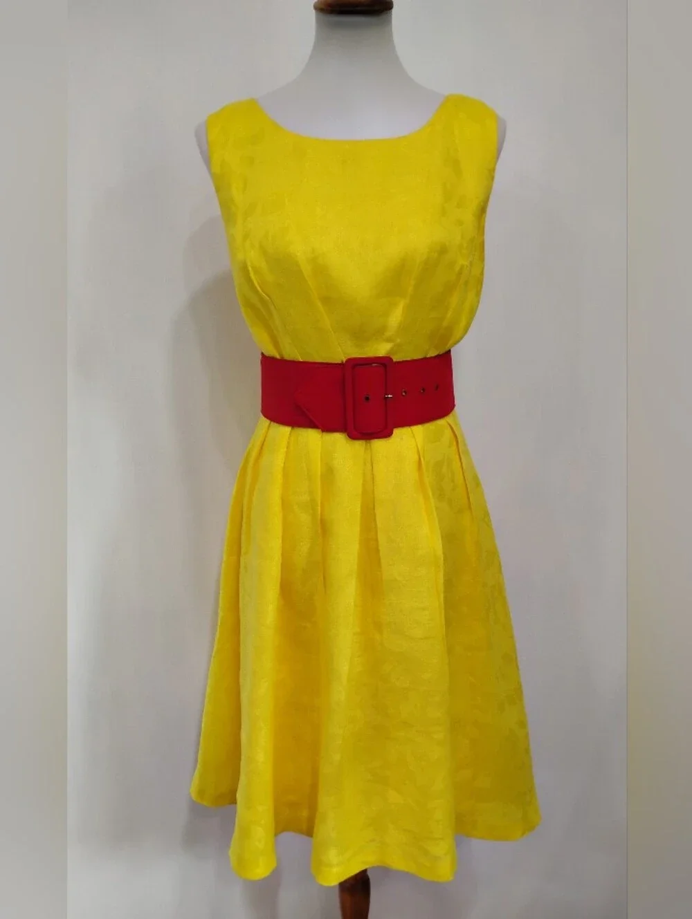 LEMON WOVEN LINEN RETRO DRESS - Picture 10 of 10